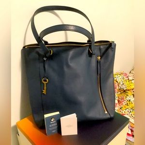 NWOT Fossil Navy Blue Tote.